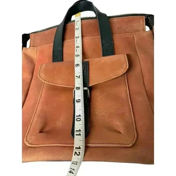 ORNAS LEATHER Mini SWAN Red Cognac Everyday leather backpack Button Zip Closure - Picture 13 of 16